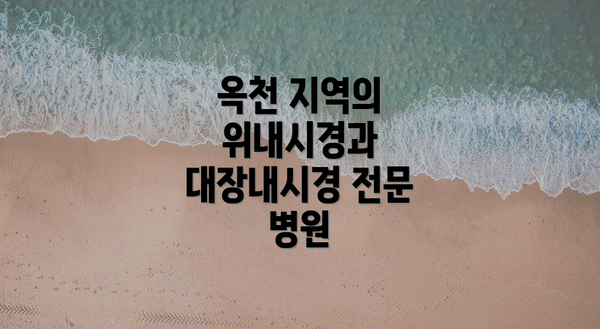 옥천 지역의 위내시경과 대장내시경 전문 병원