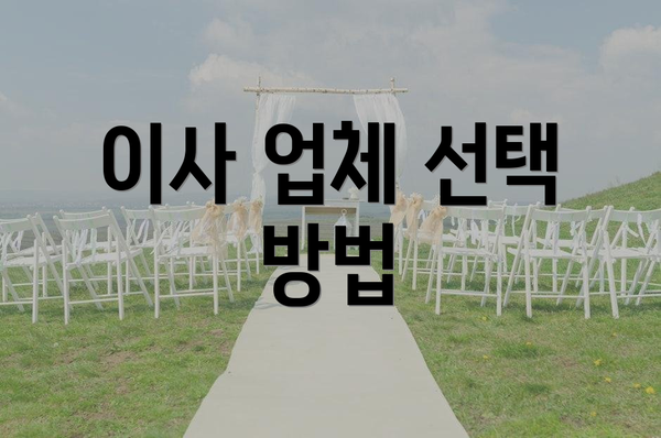 이사 업체 선택 방법
