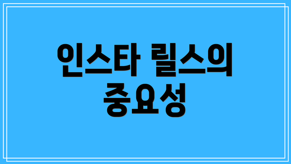 인스타 릴스의 중요성
