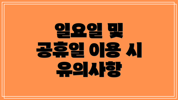 일요일 및 공휴일 이용 시 유의사항