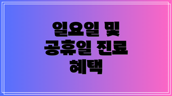 일요일 및 공휴일 진료 혜택