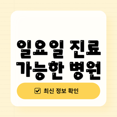 일요일 진료 가능한 병원
