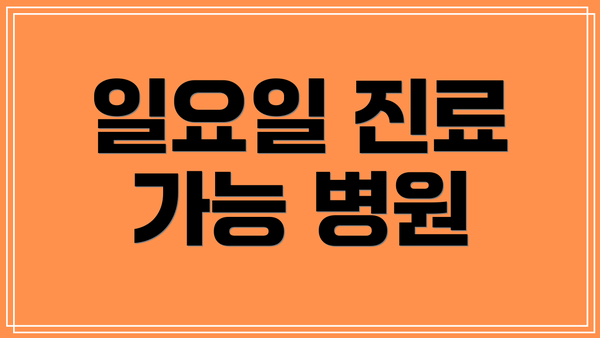 일요일 진료 가능 병원