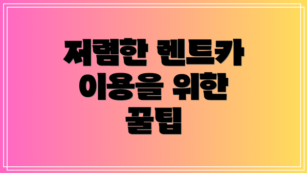 저렴한 렌트카 이용을 위한 꿀팁
