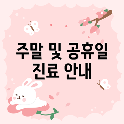 주말 및 공휴일 진료 안내