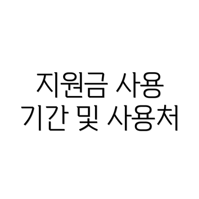 지원금 사용 기간 및 사용처
