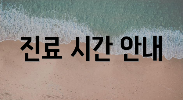 진료 시간 안내