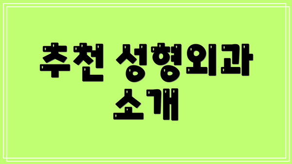 추천 성형외과 소개