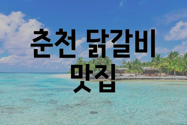 춘천 닭갈비 맛집