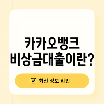 카카오뱅크 비상금대출이란?