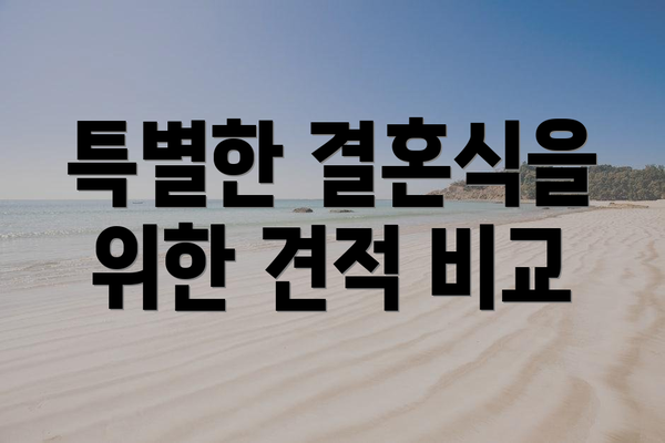 특별한 결혼식을 위한 견적 비교