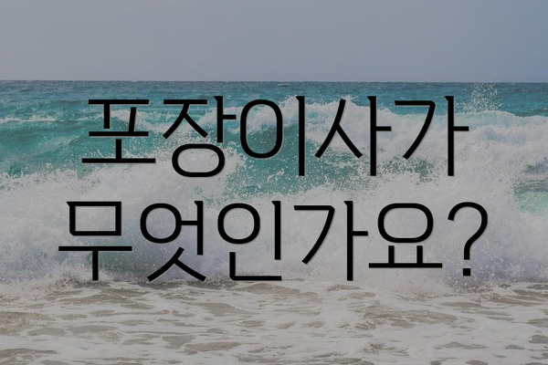 포장이사가 무엇인가요?