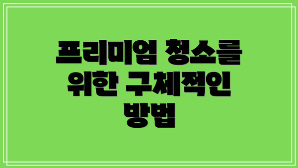 프리미엄 청소를 위한 구체적인 방법