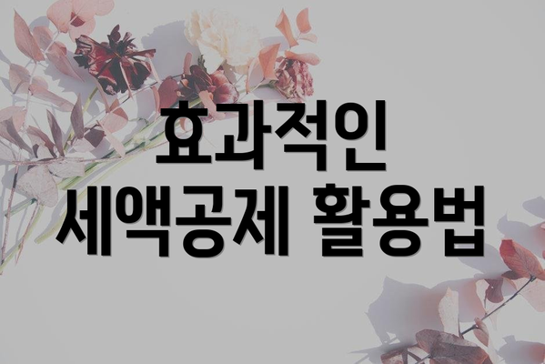 효과적인 세액공제 활용법