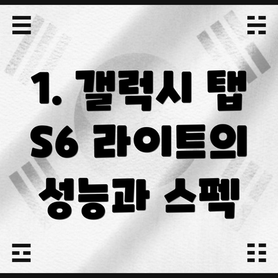 1. 갤럭시 탭 S6 라이트의 성능과 스펙