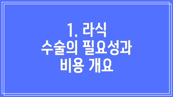 1. 라식 수술의 필요성과 비용 개요