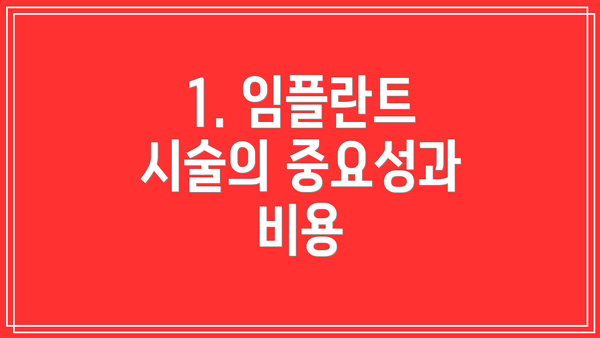 1. 임플란트 시술의 중요성과 비용