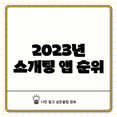2023년 소개팅 앱 순위