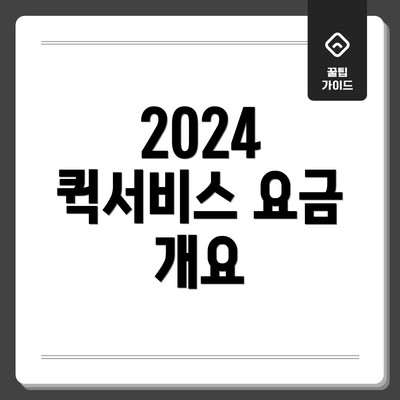 2024 퀵서비스 요금 개요