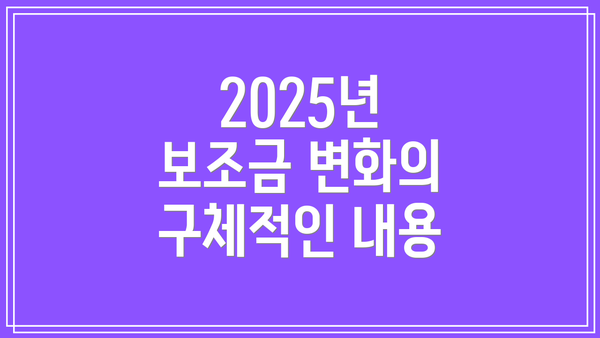2025년 보조금 변화의 구체적인 내용