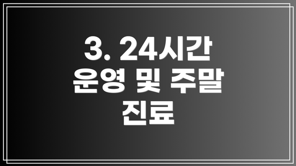 3. 24시간 운영 및 주말 진료