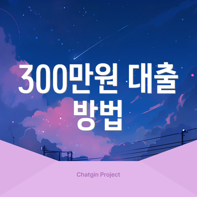 300만원 대출 방법