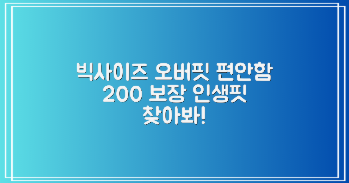 빅사이즈 오버핏, 편안함 보장